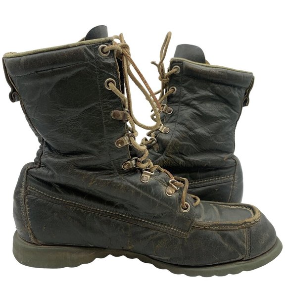 VTG TED WILLIAMS Leather Lace Up Moc Toe Boots Mens Size 8. #30 main image 7